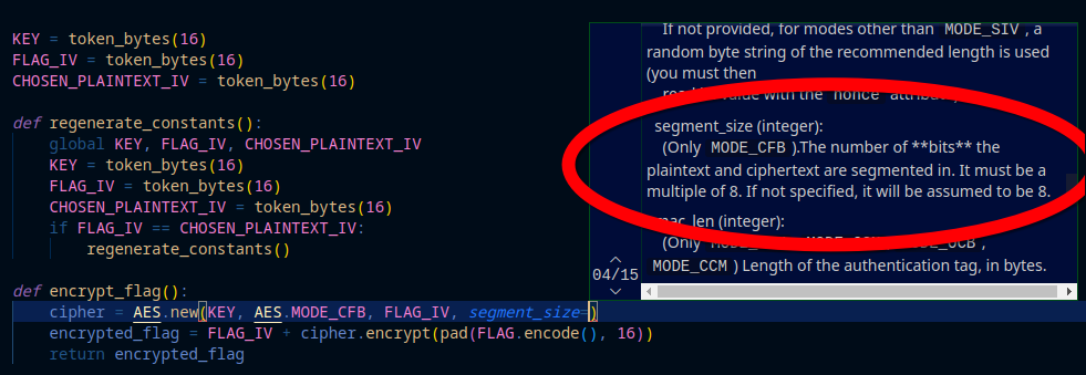 Python's default CFB mode